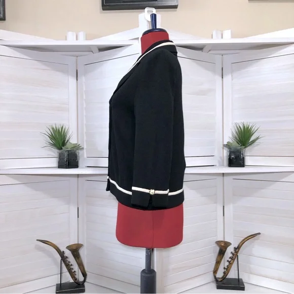 Vintage 90s St John Collections black and white cardigan sz 4 - Picture 7 of 9